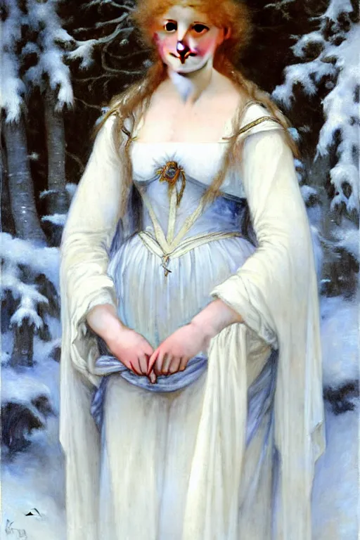 Image similar to snow queen, painting by rossetti bouguereau, detailed art, artstation