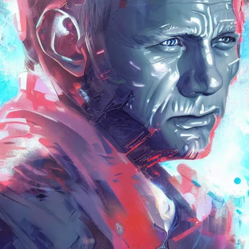 Prompt: An anime portrait of Daniel Craig, by Stanley Artgerm Lau, WLOP, Rossdraws, James Jean, Andrei Riabovitchev, Marc Simonetti, and Sakimichan, with a blend of manga-style art, augmented with vibrant composition and color, all filtered through a cybernetic lens, studio lighting, lit by flashing pixel light, cinematic lightning, medium shot, mid-shot, highly detailed, trending on artstation, Unreal Engine 4k, cinematic wallpaper