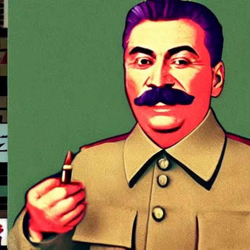 Image similar to joseph stalin eating at burger king, colored, burger king logo, 8 k