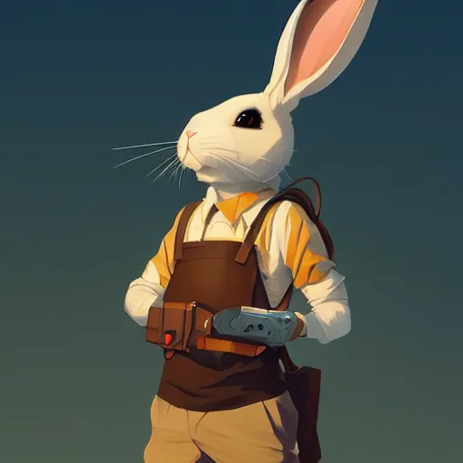 Image similar to anthropomorphic rabbit hacker, Video game character design , 2d game fanart behance hd by Jesper Ejsing, by RHADS, Makoto Shinkai and Lois van baarle, ilya kuvshinov, rossdraws global illumination