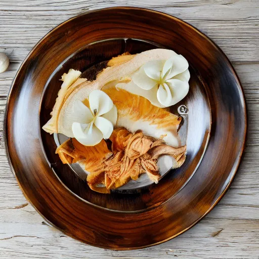 Prompt: A plate of Hawaiian Laulau, sitting on a well-detailed ornate wooden table, sunny lighting, radiant lighting, beautiful volumetric lighting, homely atmosphere, trending on artstation, 4k!!!, 8k!!!