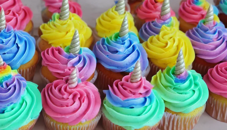 Prompt: unicorn rainbow cupcake designs 8 k