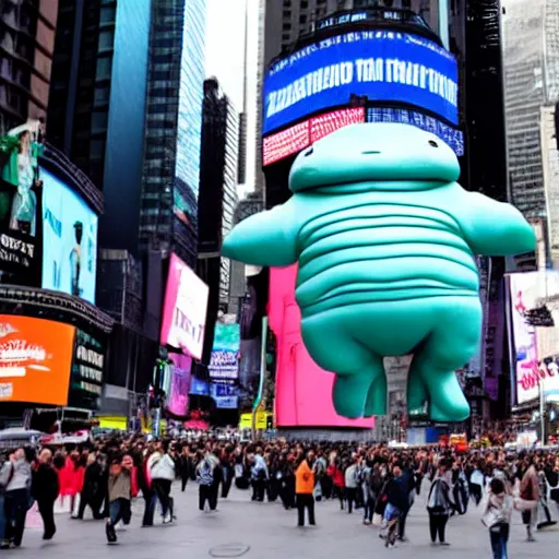 Prompt: Cute Huge Tardigrade in Times Square (REUTERS)