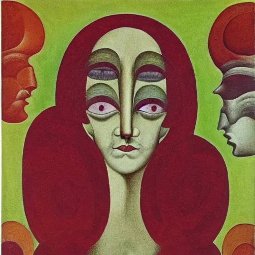 Image similar to floral face portrait by leonetto cappiello and wojciech siudmak and ernst fuchs, anni albers, oil on canvas