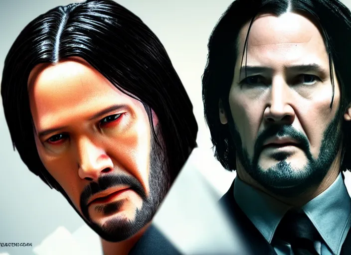 Image similar to genderswapped john wick, award winning shot, close up, action movie