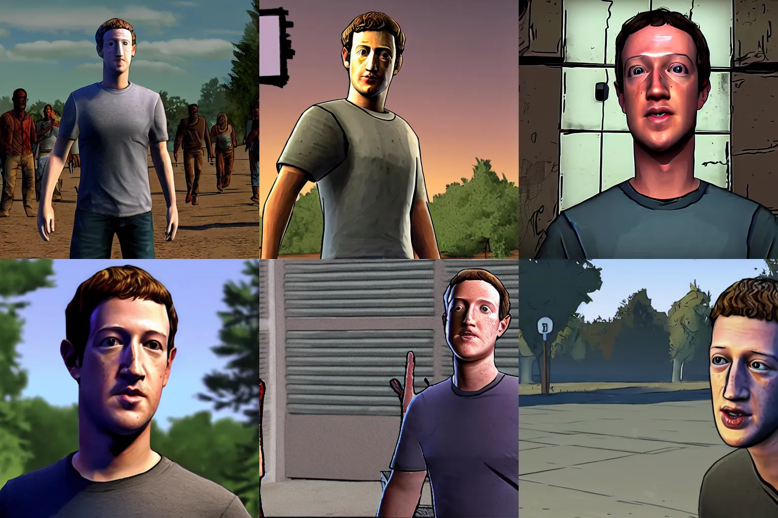 Prompt: Screenshot of Mark Zuckerberg in Telltale Walking Dead