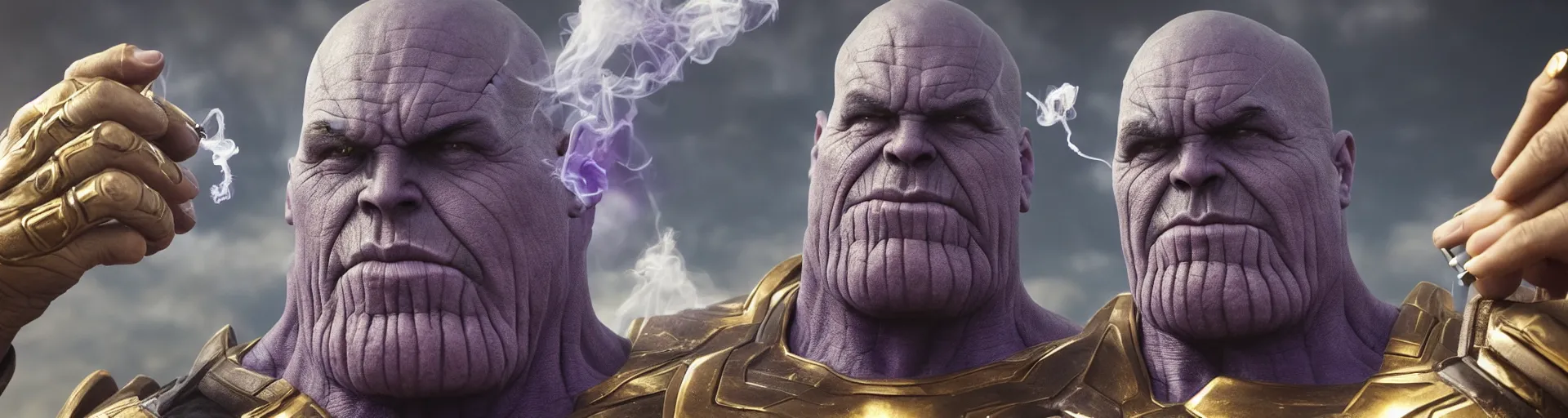 Image similar to Thanos smoking a cigarette