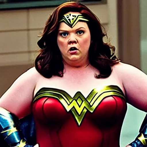 Prompt: melissa mccarthy as wonder woman