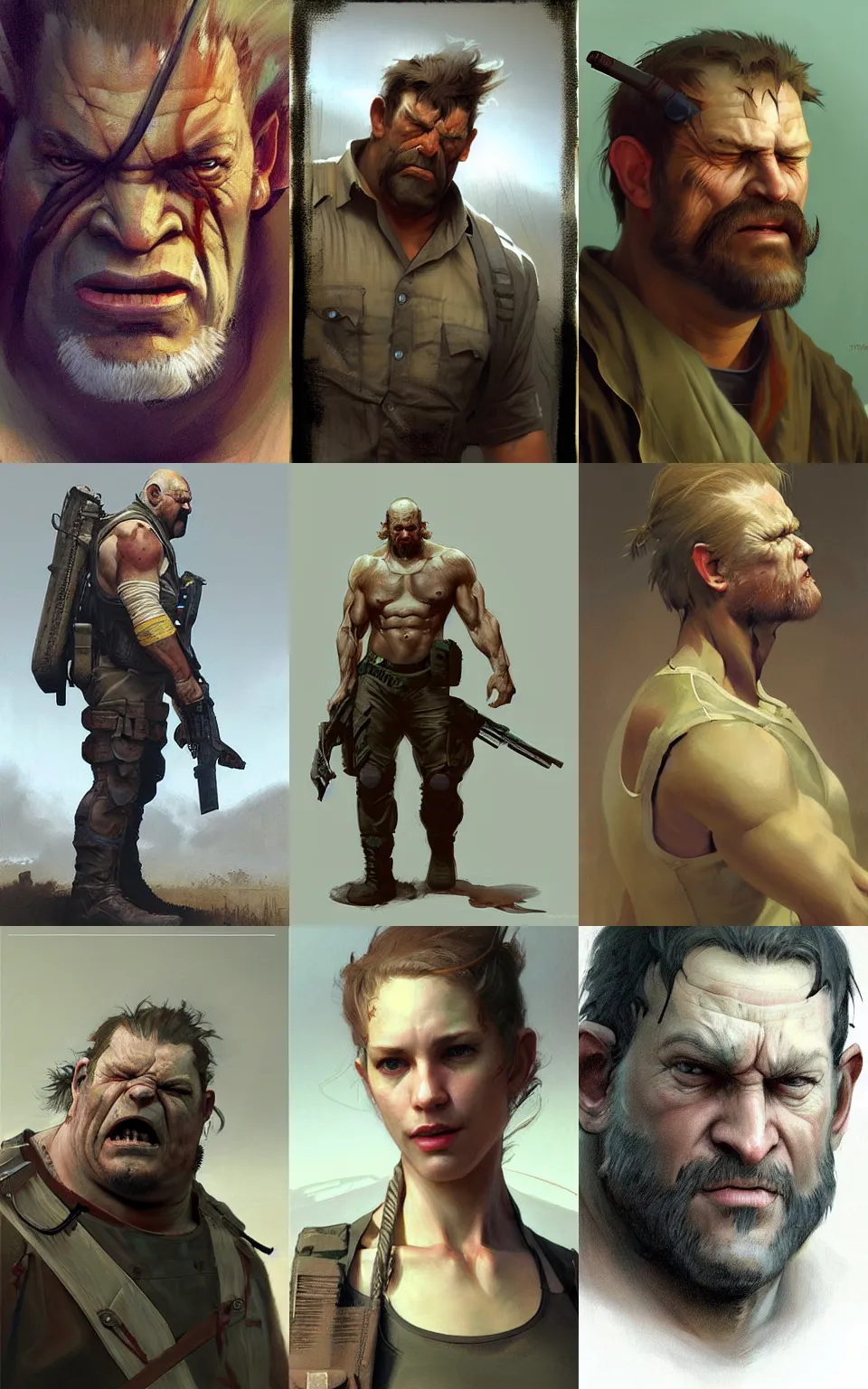 Prompt: character concept portrait, ugly ogre, redneck country, style in digital painting, concept art, smooth, sharp focus, illustration, from metal gear, by ruan jia and mandy jurgens and william - adolphe bouguereau, artgerm