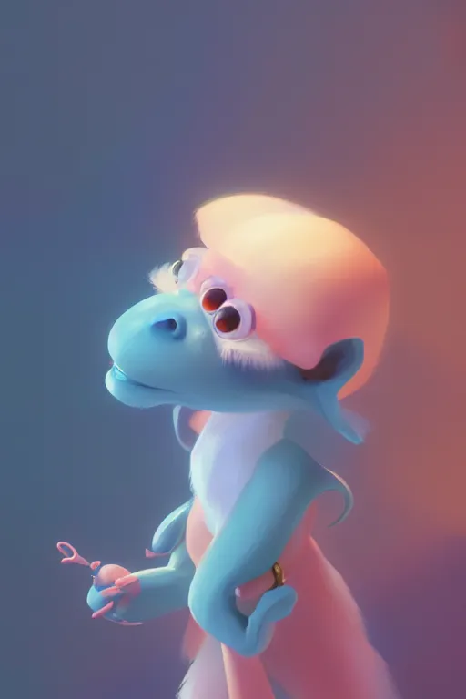 Image similar to extremely super mega cute character concept, soft light, soft mood, illustration, painting oil on canvas by Elena Zhurikhina and Goro Fujita, octane render trending on artstation, 4k, 8k, HD