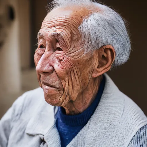 Image similar to portrait of an elderly man with a mullet haircut, canon eos r 3, f / 1. 4, iso 2 0 0, 1 / 1 6 0 s, 8 k, raw, unedited, symmetrical balance, wide angle