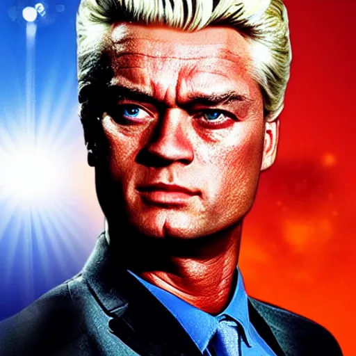 Prompt: geert wilders as terminator, movie poster