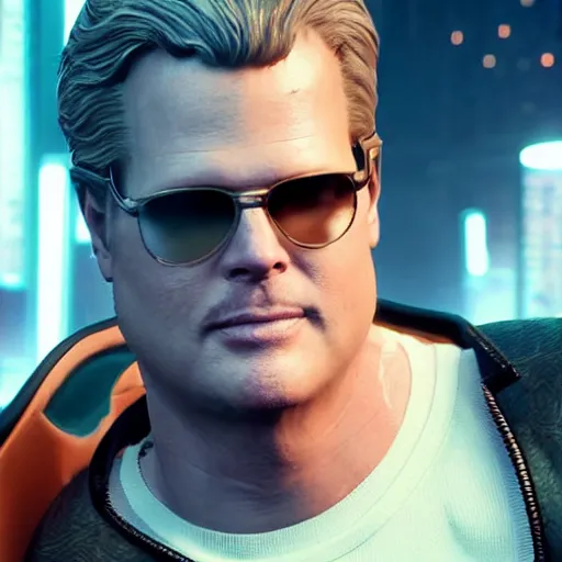 Image similar to cary elwes in cyberpunk 2 0 7 7, unreal engine 5 4 k, hyperdetailed photorealism