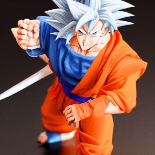 Image similar to goku translucent clear hair dressed up as a sushi