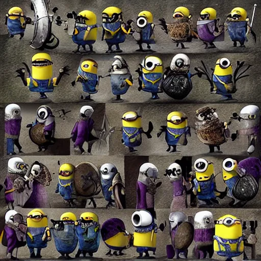 Image similar to The minions in The Vikings Digital art very detailed 4K quality Super Realistic