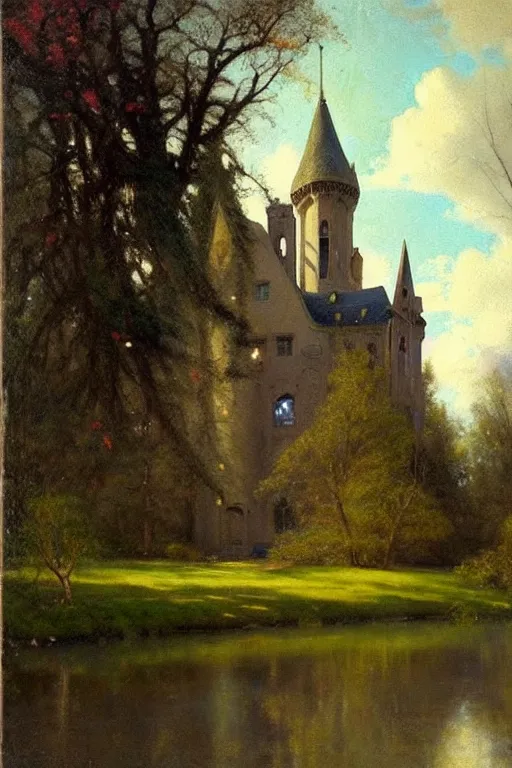 Image similar to ( ( ( ( ( ( ( ( ( ( ( victorian genre painting of a fairy tale gothic revival castle ) ) ) ) ) ) ) ) ) ) ) painted by solomon joseph solomon and richard schmid and jeremy lipking!!!!!!!!!!!!!!!!!!!!!!!!!!!!