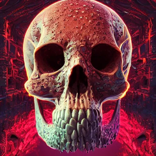 Prompt: portrait of a melting skull. intricate abstract. intricate artwork. by Tooth Wu, wlop, beeple, dan mumford. octane render, trending on artstation, greg rutkowski very coherent symmetrical artwork. cinematic, hyper realism, high detail, octane render, 8k, depth of field, bokeh. psychedelic accents