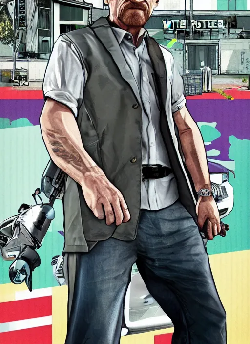 Image similar to walter white in gta 5 game poster