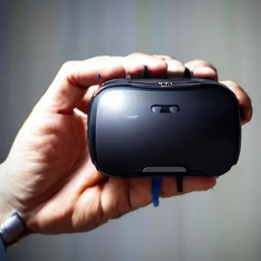 Image similar to a mini virtual reality heaset in the palm of a hand