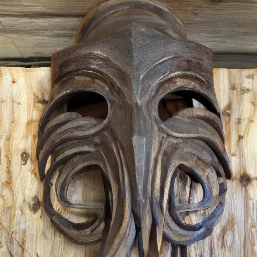 Prompt: illithid wooden mask