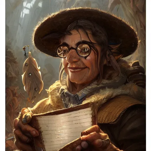 Prompt: a detailed portrait of a badger librarian dressed with old clothes, by justin gerard and greg rutkowski, digital art, realistic painting, dnd, character design, trending on artstation