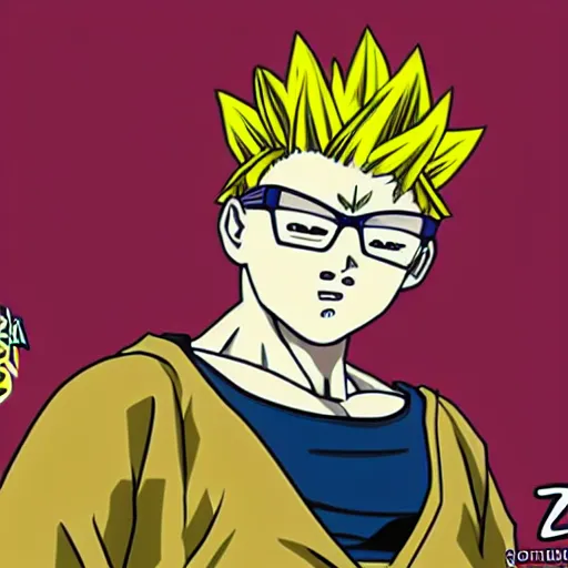 Image similar to joe pera as a dragonball z character