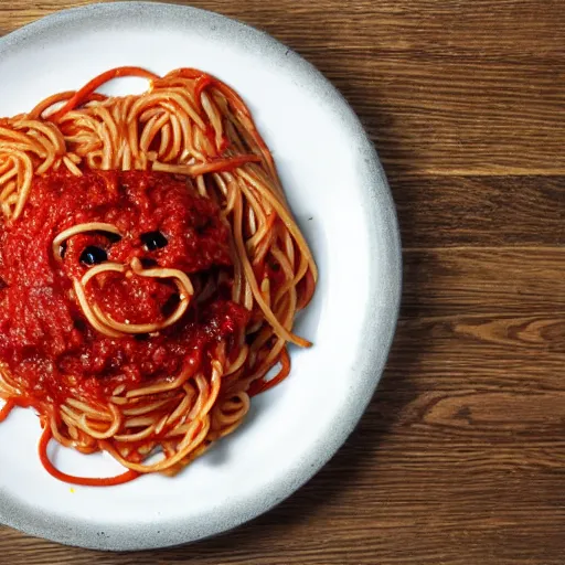 Prompt: spaghetti monster on a plate