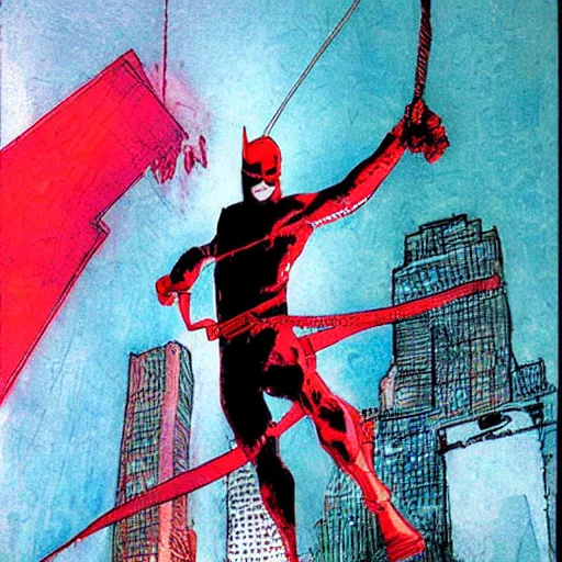 Image similar to daredevil in nyc, by david mack and bill sienkiewicz