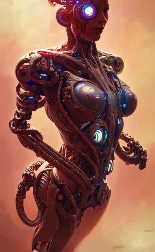 Image similar to Cyborg biomechanical snake, sci-fi, highly detailed, digital painting, artstation, concept art, smooth, sharp focus, illustration, art by artgerm and greg rutkowski and alphonse mucha