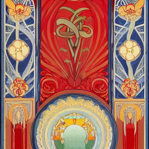 symmetrical mural painting from the early 1 9 0 0 s in | Stable ...
