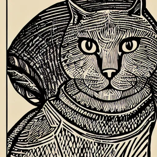 Image similar to cat woodcut print by Samuel Jessurun de Mesquita