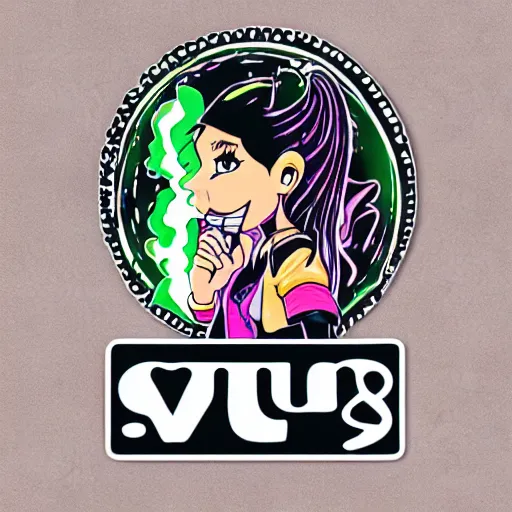 Prompt: sticker illustration of a vaping girl