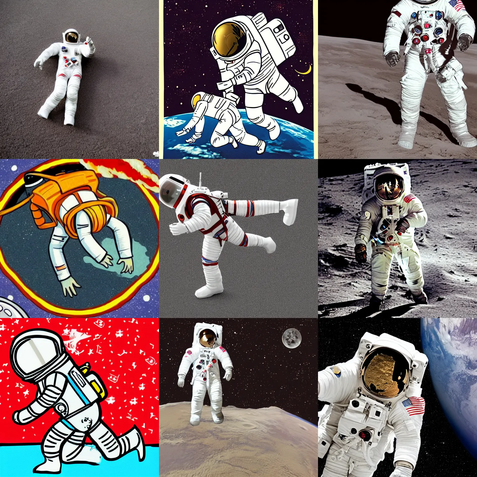 Prompt: astronaut man on all fours and pony