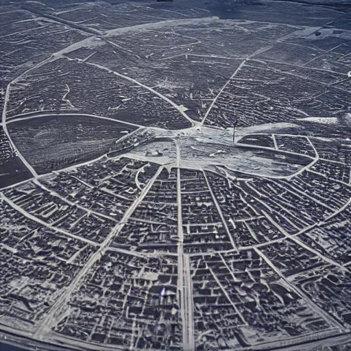 Image similar to flying, - shaped city street norilsk on moon, city, telephoto, sky