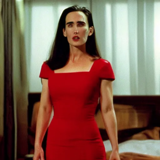 Image similar to Jennifer Connelly with a red dress in American Psycho (1999)