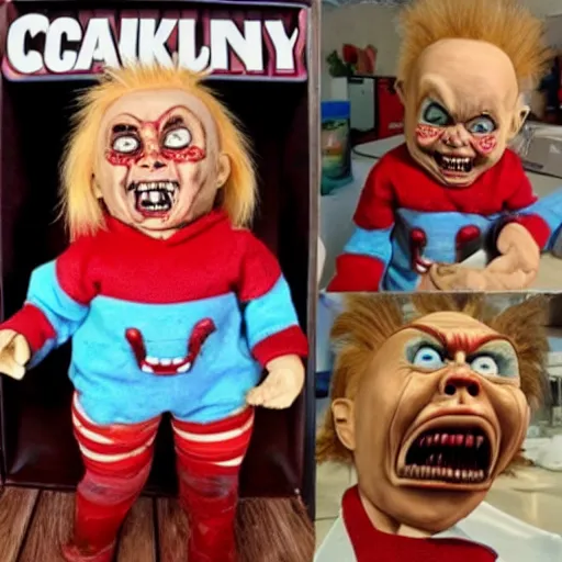 Image similar to screaming chucky doll made of ice cream