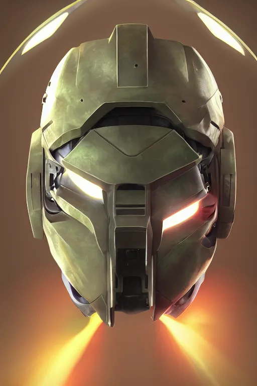 Image similar to robot ninja mask helmet halo master chief radiating a glowing aura global illumination ray tracing hdr fanart arstation by ian pesty and katarzyna da „ bek - chmiel