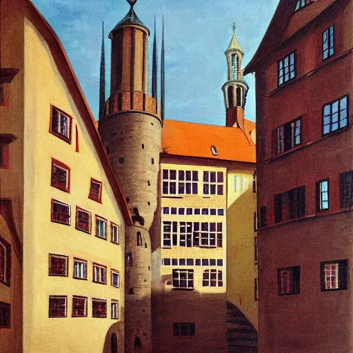 Prompt: nuremberg, painting by giorgo de chirico