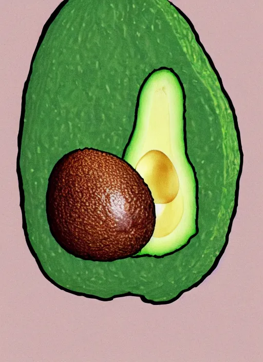 Image similar to an avocado with jeff goldblum's head on top
