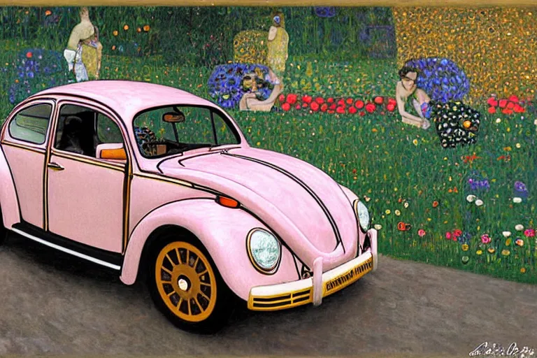 Image similar to gustav klimt vw beetle