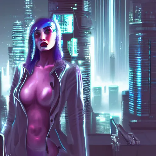 Prompt: cyberpunk woman