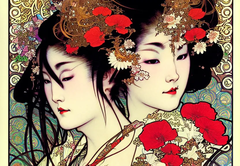 realistic detailed face portrait of a divine geisha | Stable Diffusion ...