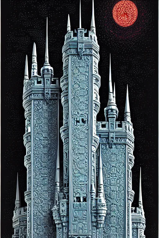 Prompt: ornate open gateway into a majestic castle, high details, intricately detailed, by vincent di fate, inking, 3 color screen print, masterpiece, trending on artstation,, sharp, details, hyper - detailed, hd, 4 k, 8 k