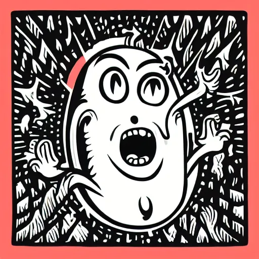 Image similar to mcbess illustration of a laughing ghost at a disco