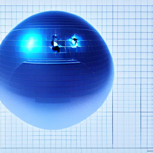 Image similar to a blueprint of spherical futuristic smartphone, concept art, artstation, minimalistic design, high perfomance