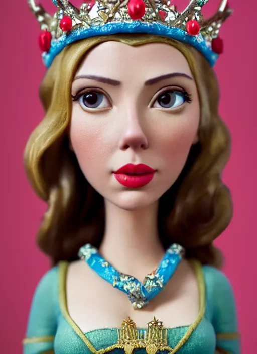 Prompt: closeup face profile portrait of tin toy scarlett johansson as a fairytale princess wearing a crown eating cakes, bikini, depth of field, zeiss lens, detailed, symmetrical, centered, fashion photoshoot, by nicoletta ceccoli, mark ryden, lostfish, breathtaking, 8 k resolution, extremely detailed, beautiful, establishing shot, artistic, hyperrealistic, octane render