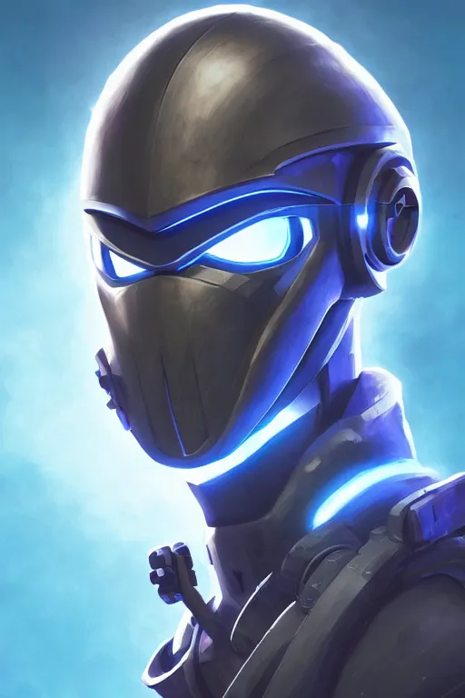 Image similar to epic mask helmet robot ninja portrait stylized as fornite style game design fanart by concept artist gervasio canda, behance hd by jesper ejsing, by rhads, makoto shinkai and lois van baarle, ilya kuvshinov, rossdraws global illumination radiating a glowing aura global illumination ray tracing hdr render in unreal engine 5