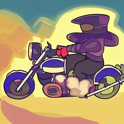 Image similar to niko oneshot riding motorcycle, digital art #OneshotGame