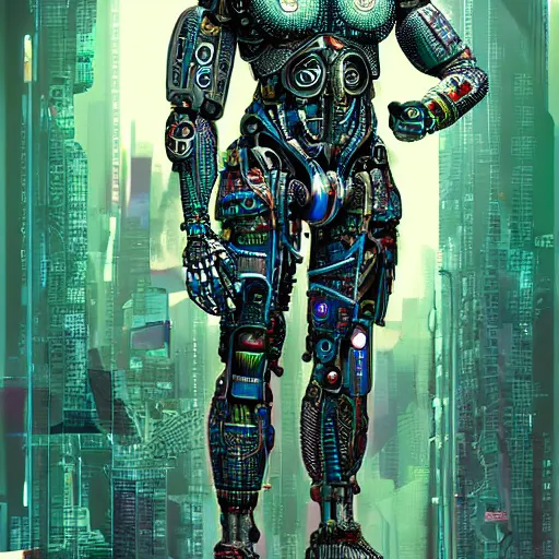 Prompt: cyborg hindu godbody, cyberpunk, ultra high tech, hyper detailed, coherent