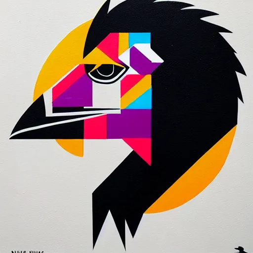 Image similar to majestic black chicken, royal bird, profile picture by Sachin Teng, asymmetrical, Organic Painting , Matte Painting, geometric shapes, hard edges, graffiti, street art:2 by Sachin Teng:4